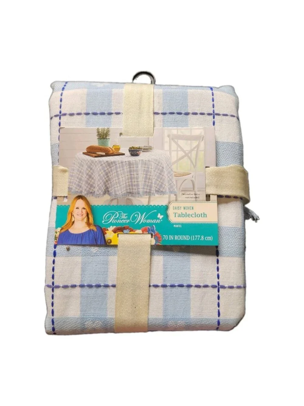 Pioneer Woman Tablecloth Daisy Woven Plaid Fabric 70